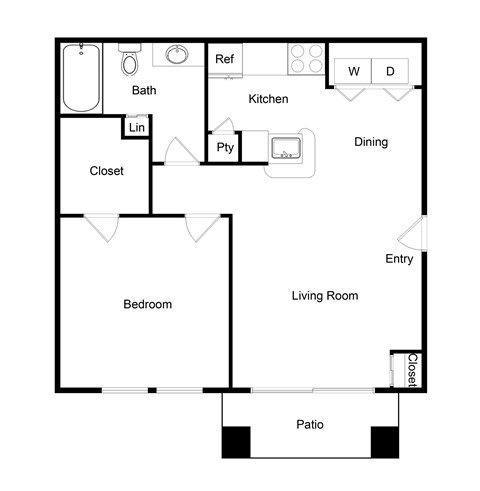 Palencia Apartments in Dallas, Texas One Bedroom Floor Plan